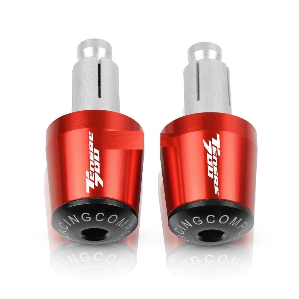 Extremos de manillar Tenere 700 en aluminio anodizado rojo terminales antivibración