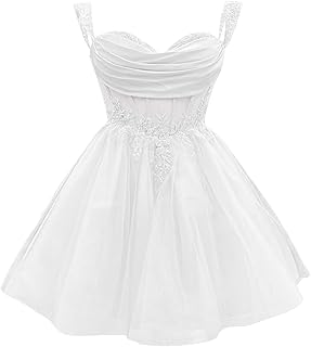 Off Shoulder Homecoming Dresses for Teens Sparkly Lace DAMA Dresses for Quinceanera Puffy Tulle Short Prom Gown - Buy now