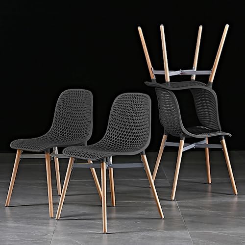 RAPGACBQ Juego de 4 sillas de comedor con patas de madera, sillas de plástico para recepción, muebles de cocina para comedor, cocina, oficina, pub, jardín, bar y restaurante (negro)