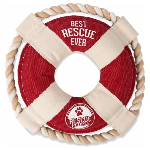 Pavilion Gift Company Pavilion-Best Rescue Ever-Life Saver 11 Inch Large Tug of War Rope Sturdy & Durable Canvas Dog Toys, Red