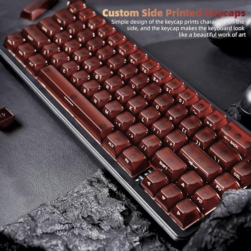 Image of Womier Jelly Keycaps, Ceramic Keycaps Style Clear PC Custom Keycaps Set | Laser Carving Side Printing 60% 75% 100%, MDA Profile for Mechanical Keyboard Caps, Compatible Full-Sized Layout, Red /Brown
