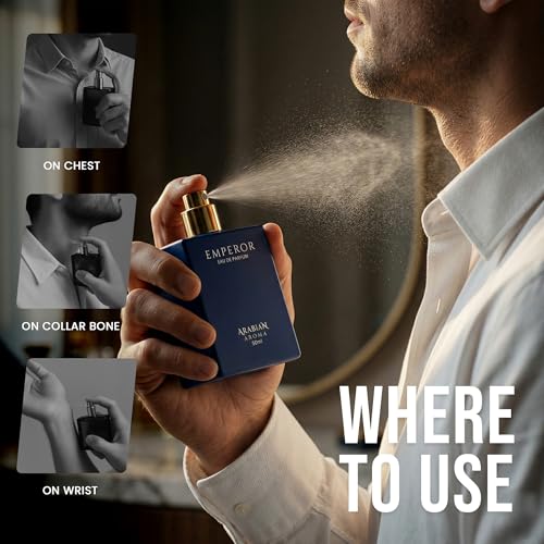 Image of Arabian Aroma Emperor Eau de Parfum, Fresh Citrus, Lavender & Tonka Bean Long Lasting Luxury Perfume, 50ml.