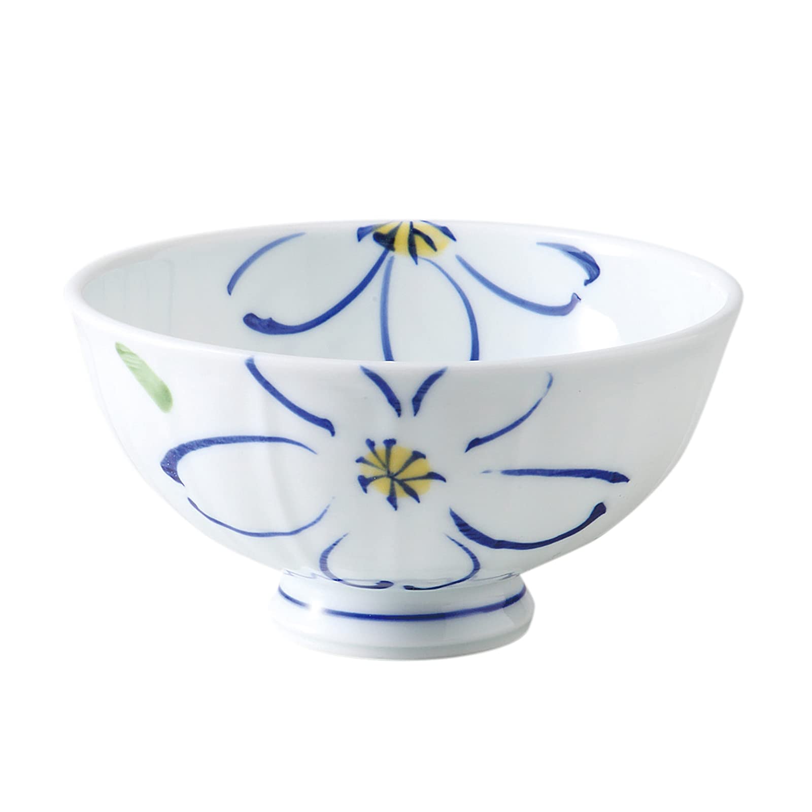 西海陶器(Saikaitoki)Saikai Pottery 74038 Hasami Ware Lightweight Rice Bowl, Large, Single Flower Blue, Made in Japan