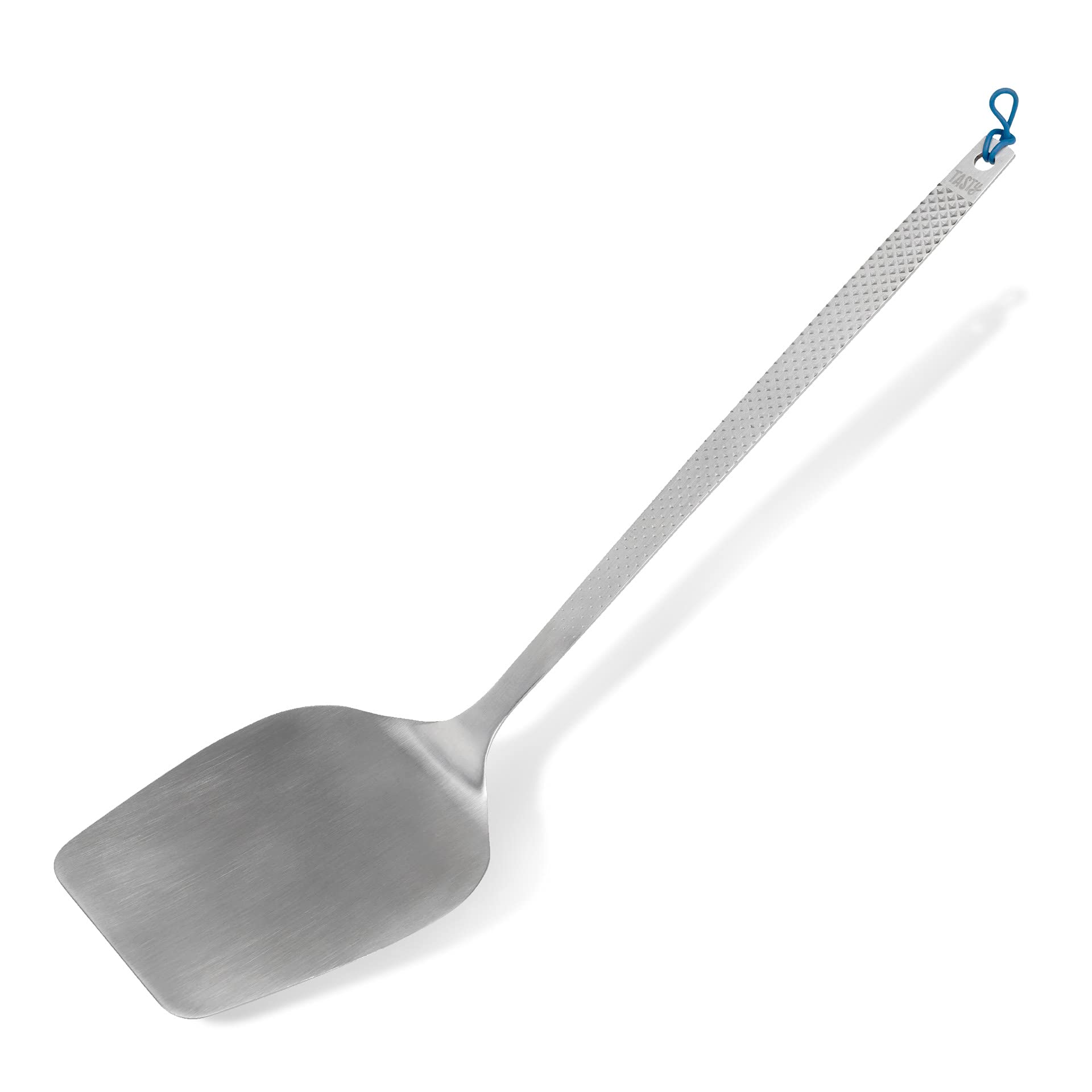 Tasty Stainless Steel Turner Spatula with Bevelled Front Edge, Heat-Resistant Kitchen and Cooking Spatula for Fried Food with Modern Handle, Dishwasher-Safe, Colour: Silver & Blue