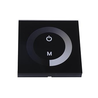 12V Dimmer Switch, Fydun Single Color Touch Panel Dimmer Wall Switch Controller LED Light Strip DC 12V-24VBlack