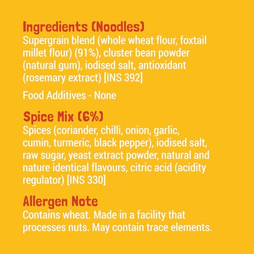 Image of Slurrp Farm No Maida Millet Noodles | Not Fried, No MSG | Classic Masala Millet Noodles Pack of 3-192g Each