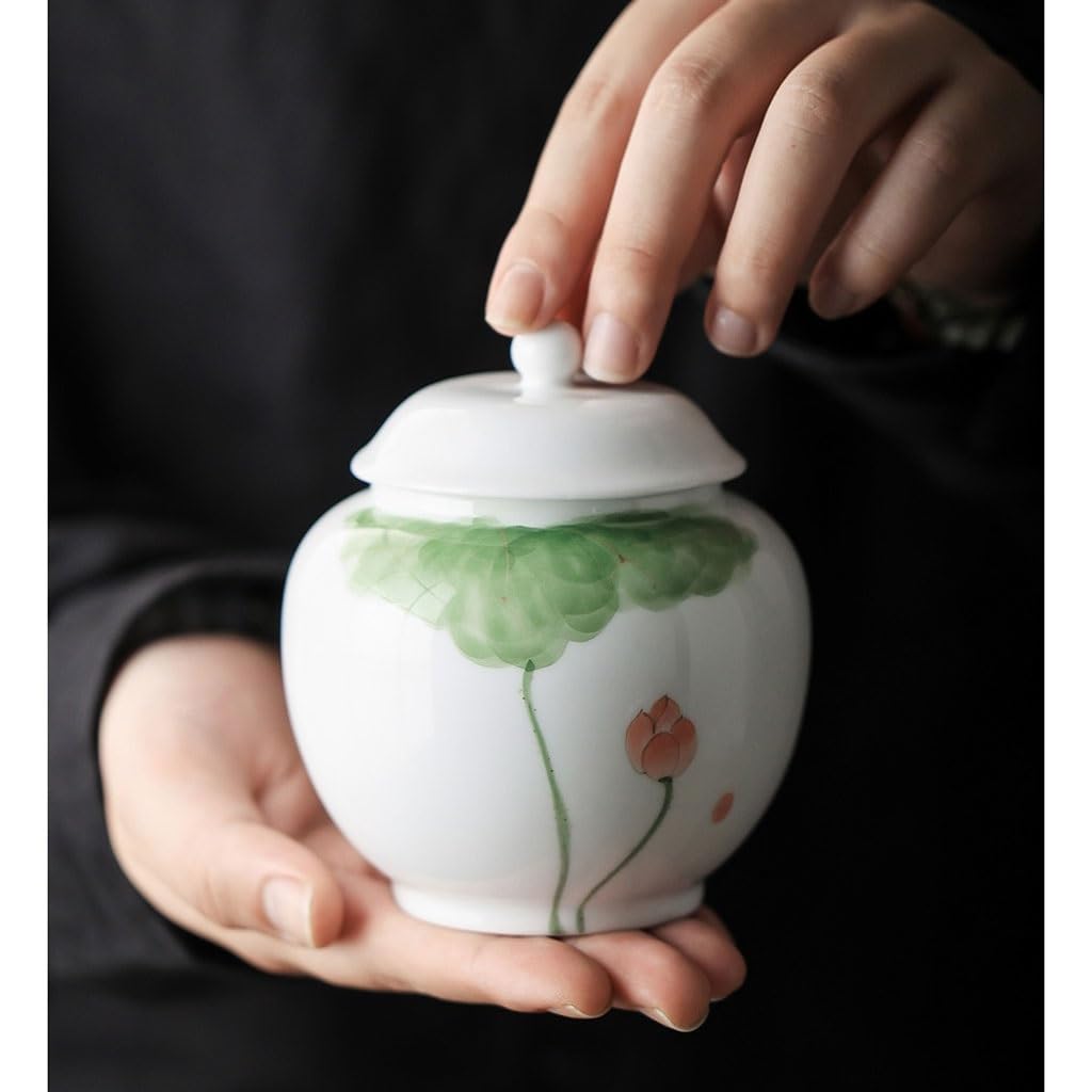XYNSNDB Zestaw do herbaty Wykwintny magazyn herbaty Puszki na herbatę Czysta ręcznie malowana zielona ceramiczna Małe puszki na herbatę Puszki do przechowywania w gospodarstwie domowym Słoik do