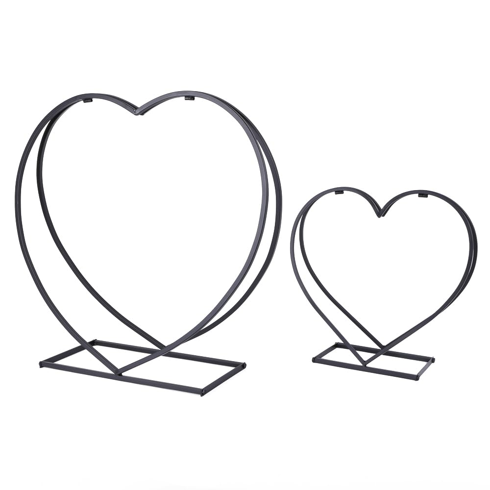 H4L Scaffale impilabile per legna da ardere, set da 2 pezzi, a forma di cuore, nero