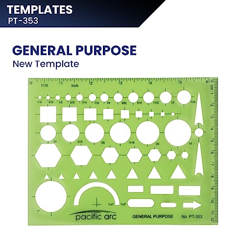 Image of Pacific Arc - General Purpose Template - Drawing Aid Stencil for Professional or School Work - Size 3.87 x 6.5 inch