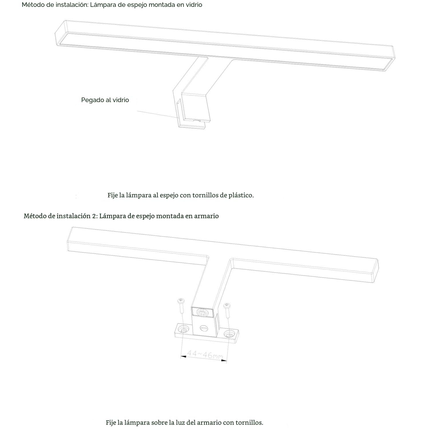 LIGHTWORLD24 Luz de espejo LED 30 cm | Aplique de baño | Luz para maquillaje | Lámpara de baño 5 W 230 V | 550 lm | Blanco neutro 4000 K | IP44 | Montaje en espejo o armario