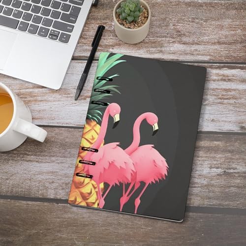 Cuaderno A5 de piel sintética premium recargable con diseño de flamencos 4