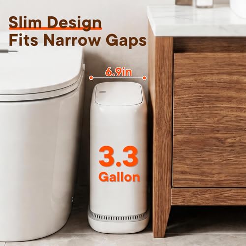 Caneca de Basura Rectangular Blanca con Tapa y Diseño Oculto miniatura 3