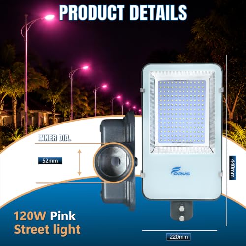 Image of Forus 120W LED Street Light Outdoor IP66 Waterproof Pink Pole Mounted
