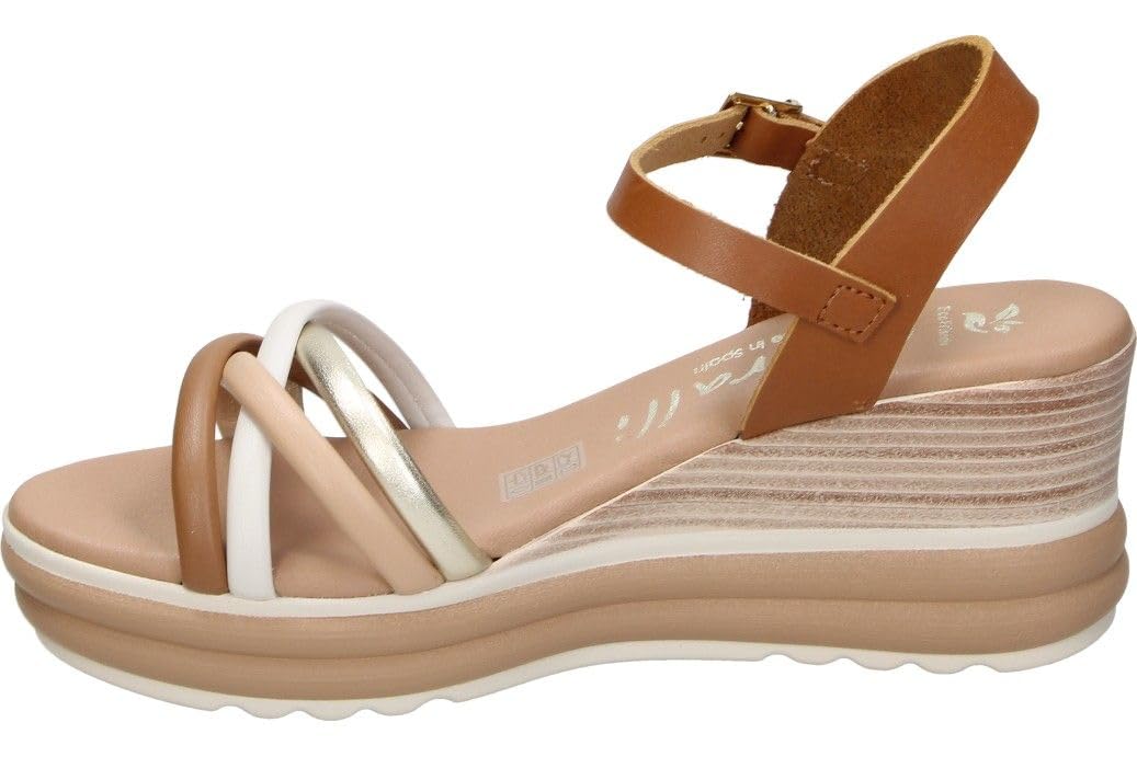 I Sandalias de Piel Mujer – Sandalia de Verano con Hebilla – Cuña Alta y con Plataforma – Versátiles y Cómodas – Estilosas – Modelo 5994