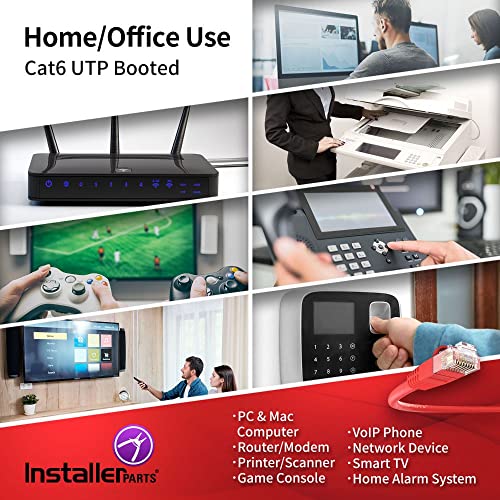 Installerparts Cat6 Cable Utp Booted [Red] - [1.5 Ft] - [10 Pack] - Professional Series - 10Gbps, Cat6 Patch Cable, Cat 6 Patch Cable, Cat6 Ethernet Cable, Network Cable, Internet Cable #TOP4