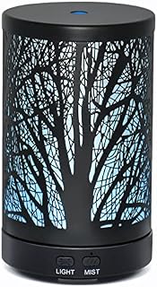 ASAKUKI Metal Essential Oil Diffuser Aromatherapy 150ml Ultrasonic Cool Mist Humidifier Waterless Auto-Off 7LED Colors & 2 Mist Mode Scented Diffuser for Home Bedroom Spa