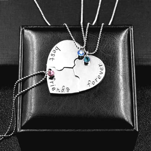 Best Friends Forever and Ever Necklace with Crystal Broken Heart Charm Pendant Set Friendship Necklace3
