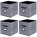 Onlyeasy Cloth Storage Bins Foldable Cubby Storage Bin - Fabric Cube Organizers Container Drawers with Dual Handles for Shelves Closet Nursery Organization, 13 x 13 x 13 in, 4 Pack Black, MXABL04PLP