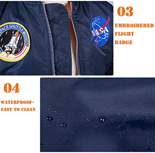 Image of CORIRESHA Mens NASA Embroidery Badge Slim Fit Bomber Jackets Zipper Windbreaker