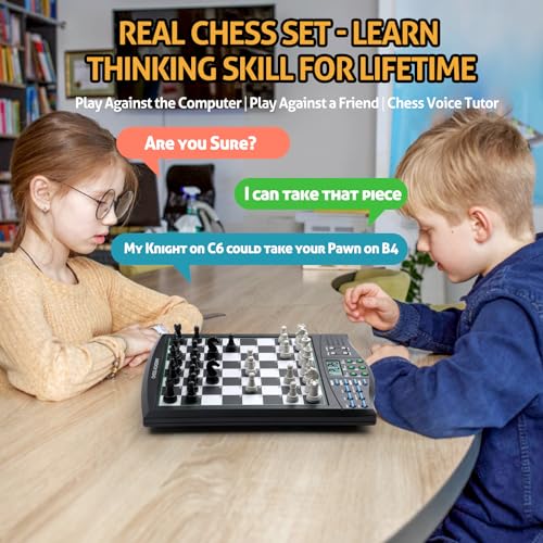Image of Talking Chess Academy with Voice Teaching System, Electronic Chess Set with Strong Magnetic Pieces, Electronic Chess Board with Rating ELO 2000, Smart Chess Board Great for Brain Training