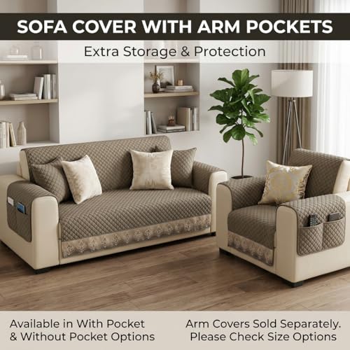 Image of KINGLY Sofa Cover 4 Seater Fully Covered | Stretchable Anti-Slip Slipcover | Washable Furniture Protector | Italian Mousse | Seat & Back | Set of 2Pc