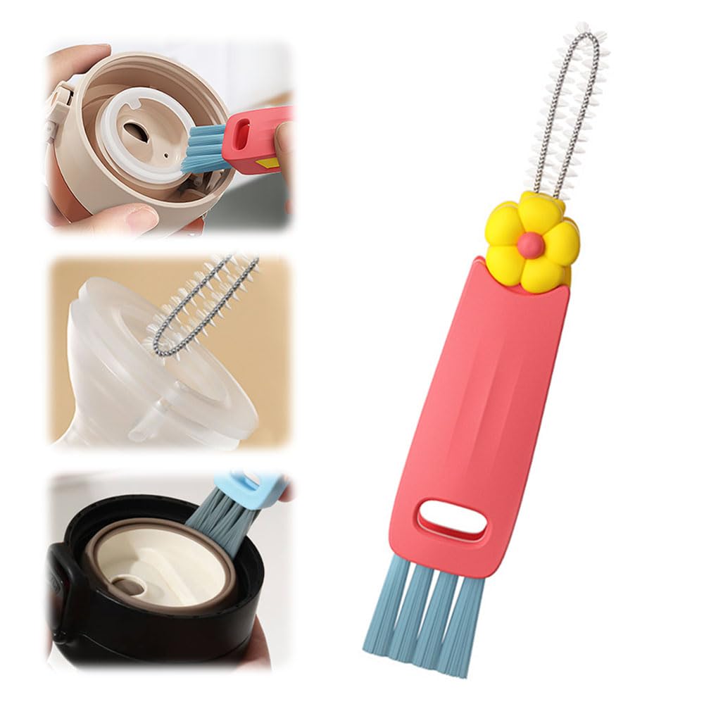 2024 New 3 in 1 Cup Lid Cleaning Brush,Crevice Cleaning Brush Set for Baby Bottle Gap Tight Spaces Cup,3 in 1 Multifunctional Cleaning Brush Portable Cup Lid Cleaner with Brush(D)