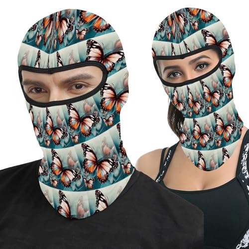 Pasamontaña para hombre y mujer con estampado de mariposa, máscara facial para motocicleta, gorro calentador de cuello miniatura 1