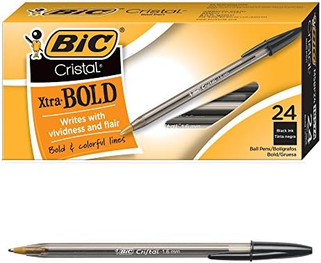 BIC Cristal Xtra Bold Ballpoint Pen, Bold Point (1.6mm) For Vivid And Dramatic Lines, Black, 24-Count