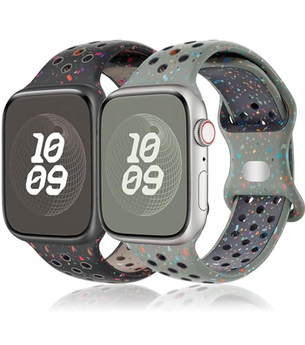 2 Pack Correa para Apple Watch 45mm 40mm 44mm 42mm 46mm 49mm 41mm 38mm,Band Silicona para Apple Watch Series10 9 8 7 6 5 4 3 SE Ultra 2/1 Nike Reloj Pulsera iWatch Band,Correas Deportiva Hombre/Mujer