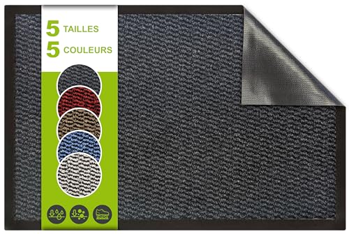 SQUATCH® | Tapis d'entrée intérieur | Paillasson Durable et antidérapant | Absorbe l'eau et Ramasse la Saleté | Facile à Nettoyer | Collection Spectrum (Anthracite, 40x60cm)
