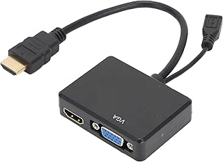 Elprico 1 to 2 Screen Splitter, HD Multimedia Interface to HD Multimedia Interface VGA Converter, Support HD Multimedia Interface and VGA Output Simultaneously (Black)