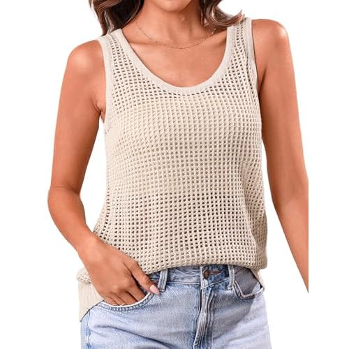 Totatuit Beach Vacation Clothes for Women Spring Summer Crochet Sweater Vest Tank Tops Cover Ups