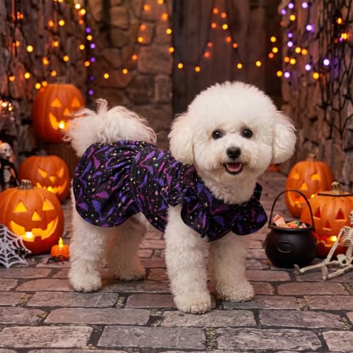 Image of CuteBone Frilly Dog Dress Princess Puppy Halloween Dresses with Ruffled Sleeves Cat Clothes Outfit for Small Dogs Girl Pet Apparel FX22M