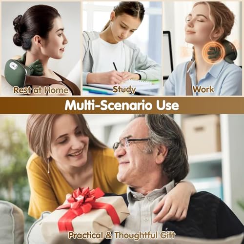 Image of Heated Wireless Massager - Portable Neck & Back Massager with 4D Deep Tissue Kneading | Electric Pain Relief & Muscle Relaxation Machine