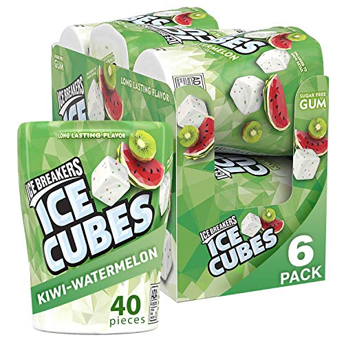 Ice Breakers Ice Cubes Sugar Free Chewing Gum with Xylitol, Kiwi Watermelon, 40 Piece (Pack of 6)
