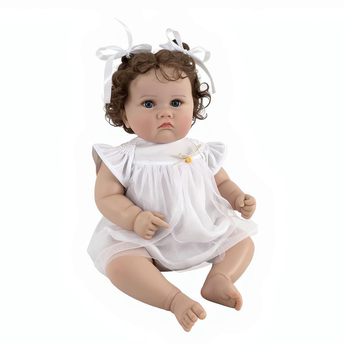 Muñeca de Reborn de 20 Pulgadas (50 cm) con Pelo Rizado, Fabricada a Mano en Vinilo con Cuerpo de algodón; Juguete Realista para niños a Partir de 3 años. El Mejor Set de Regalo de cumpleaños.