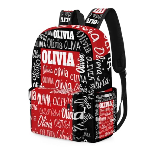Custom Backpack Personalized Backpack, Customize Your Text Name Logo Waterproof Book Bag for Students Girls Black Red Color3