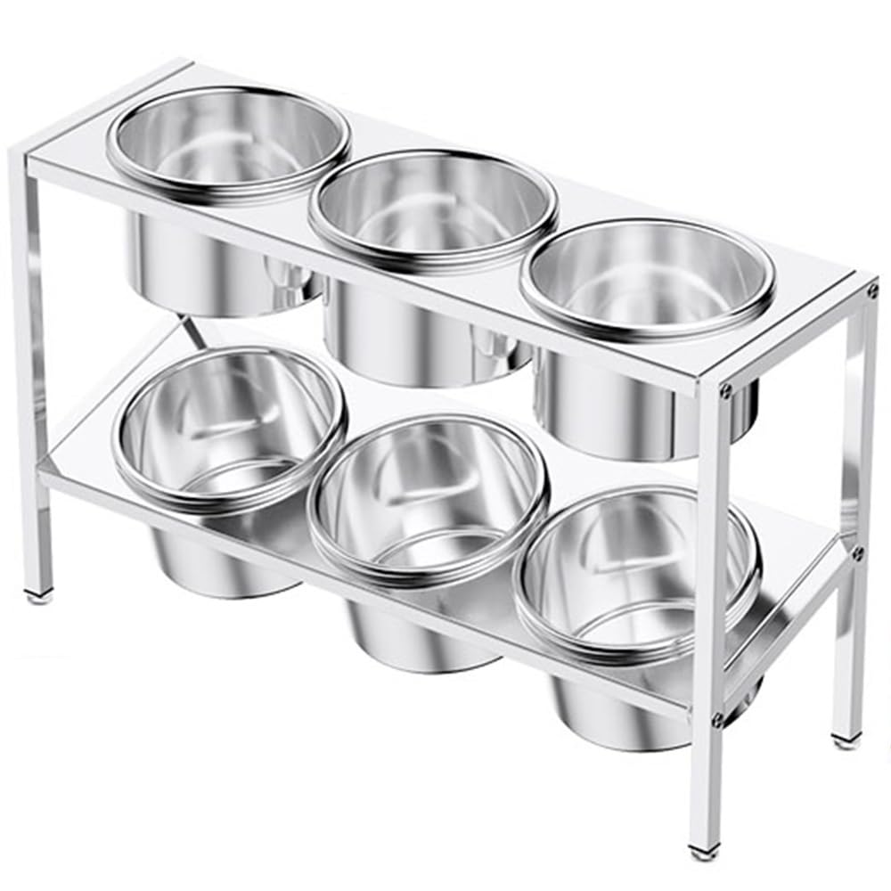 WDSOPK 10 Pans Stainless Steel Round Standing Spice Rack Depth 4IN,2 Row Multiple Retractable Compartments Organizer Holder With Cover,Countertop Storage Seasoning (22.4x7.3x13.8in)