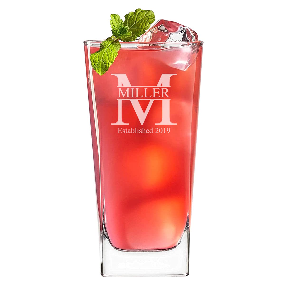 Sofias Findings Personalized Monogram 14 oz Square Highball Glass