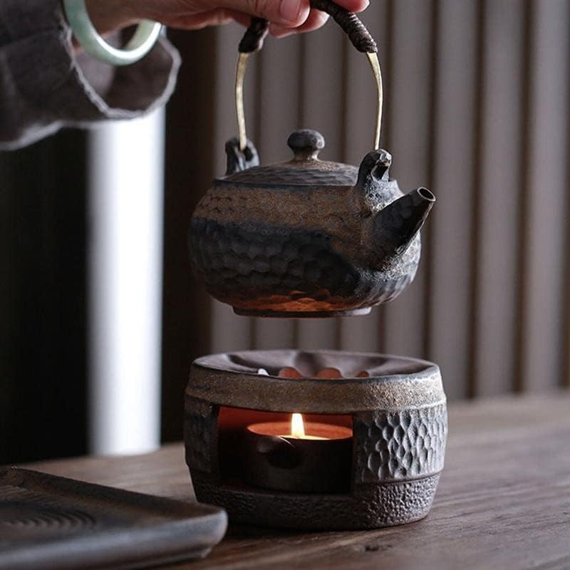 Tea Kettle Japanese Coarse Pottery Handmade Teapot Warmer Ceramic Retro Tea Heater Candle Stand Kettle Holder Tea Stove Kung Fu Tea Set Teapots (Color : 4)