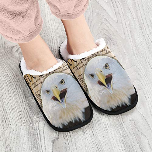 visesunny American Flag Animal Eagle Slippers for Women Mens Winter Warm Memory Foam Cotton Home Slippers Soft Plush Fleece Slip on House Slippers for Girls Indoor Outdoor Shoes2