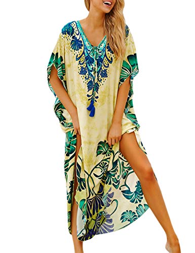 Image of Eddoyee Loose Beach Kaftan Dresses for Women Caftan Swimsuit Cover Up