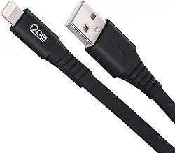 Cabo Iphone/Cabo Lightning I2GO Certificado MFi 1,2m 2,4A PVC Flexível Flat Preto - I2GO Basic