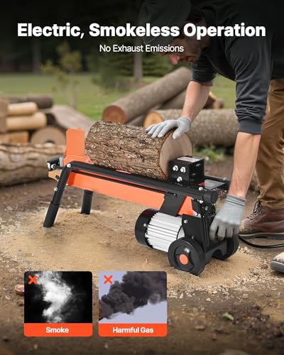 VEVOR Electric Log Splitter, 6.5 Tons Electric Wood Splitter, 1500W 15 Amp Motor, Portable Firewood Splitting Machine with 6" Wheels, Wood Splitters for Forestry Harvesting, Efficient & Secure - Image 6