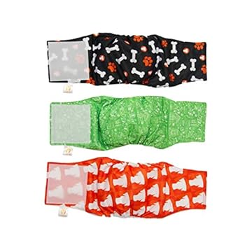 PETTING IS CARING Envoltórios para cães machos laváveis e reutilizáveis Fraldas com faixa para o ventre Materiais duráveis e laváveis à máquina - Conjunto de 3 unidades