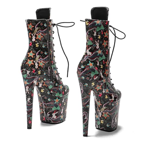 WUXIN H&P Women's Exotic High Heel Pole Dance Ankle Boots Short Custom 8 Inch Sexy Platform Fashion Lace-up Stiletto Round Toe Dress Shoes3