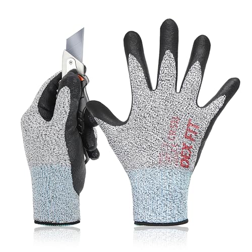 Image of Robust 3D Cut Safety Gloves CR533, Comfort Stretch Fit, Power Grip, Smart Touch, Thin & Lightweight, Durable Foam Nitrile Coating for Gardening & Mechanics, Grey Large 1 Pair
