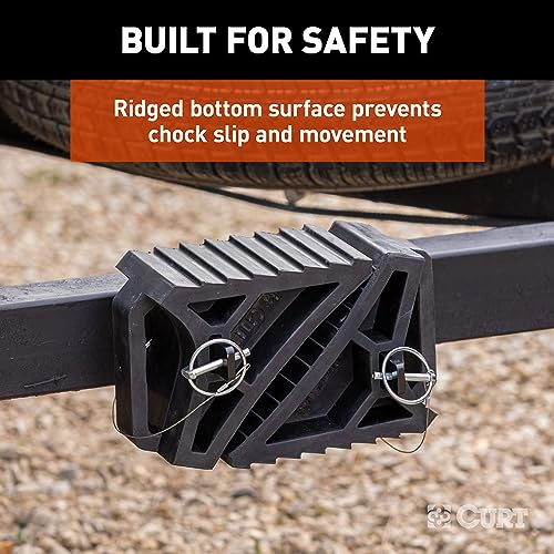 Image of CURT 22802 HD Wheel Chocks 2-Pack with Mounting Bracket