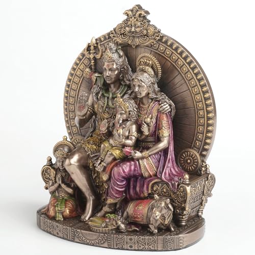 Estatua Lord Shiva con Familia Parvati Ganesha y Kartikeya 7.38 pulg miniatura 7