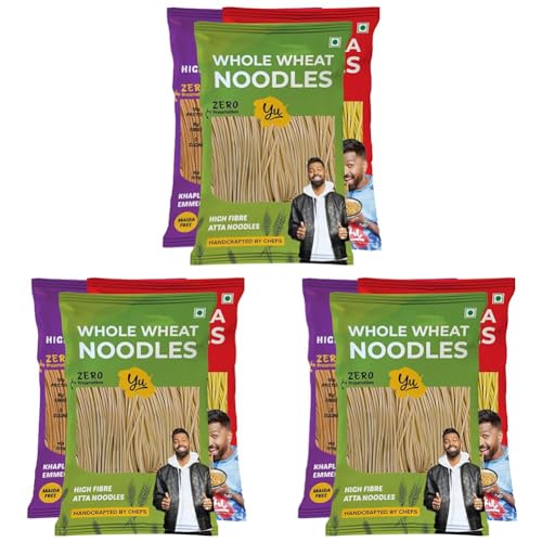 Image of Yu Foodlabs Noodles Combo Pack - Whole Wheat Atta + Veg Hakka + Fab High Protein Noodles - Extra Long & Extra Soft - No Preservatives & 100% Natural - Just Boil - Ready in 5 mins - 450grams
